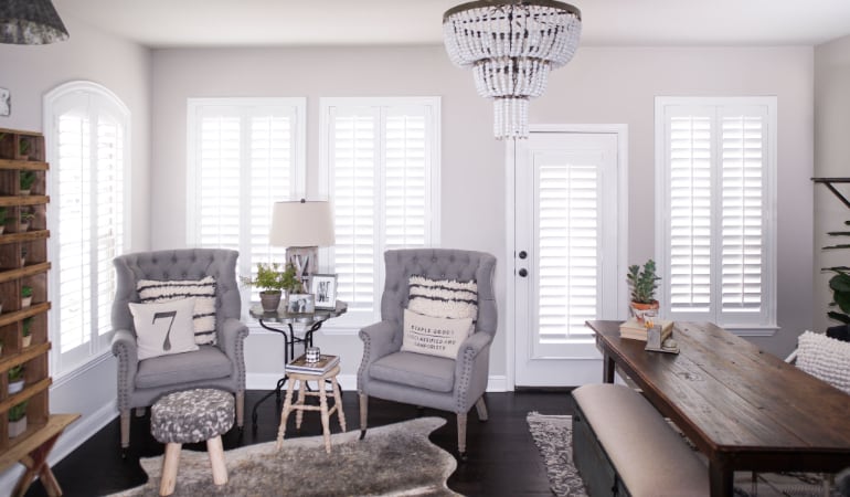 Plantation shutters in a Orlando living room